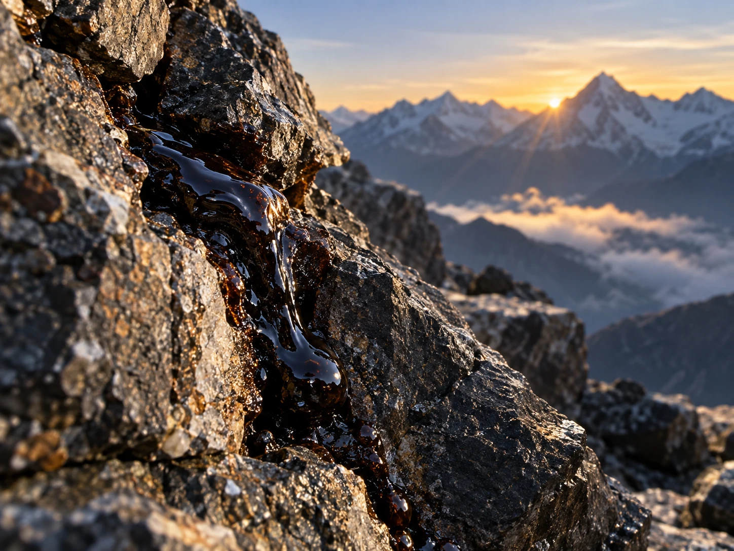 Resin Shilajit pada batu pergunungan